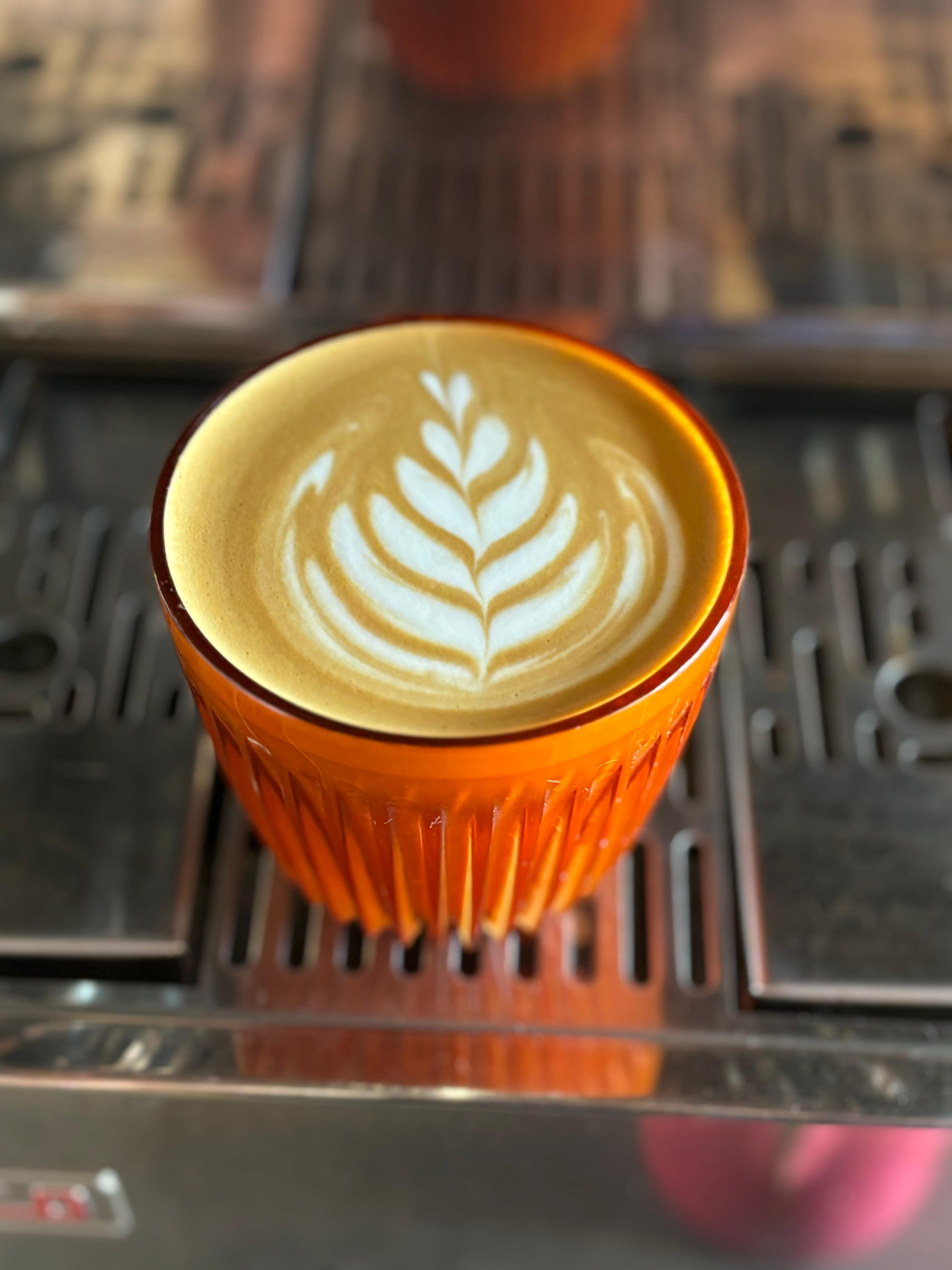A beautifully crafted cup of coffee at Tamp & Grind Coffee Shop, Lancing